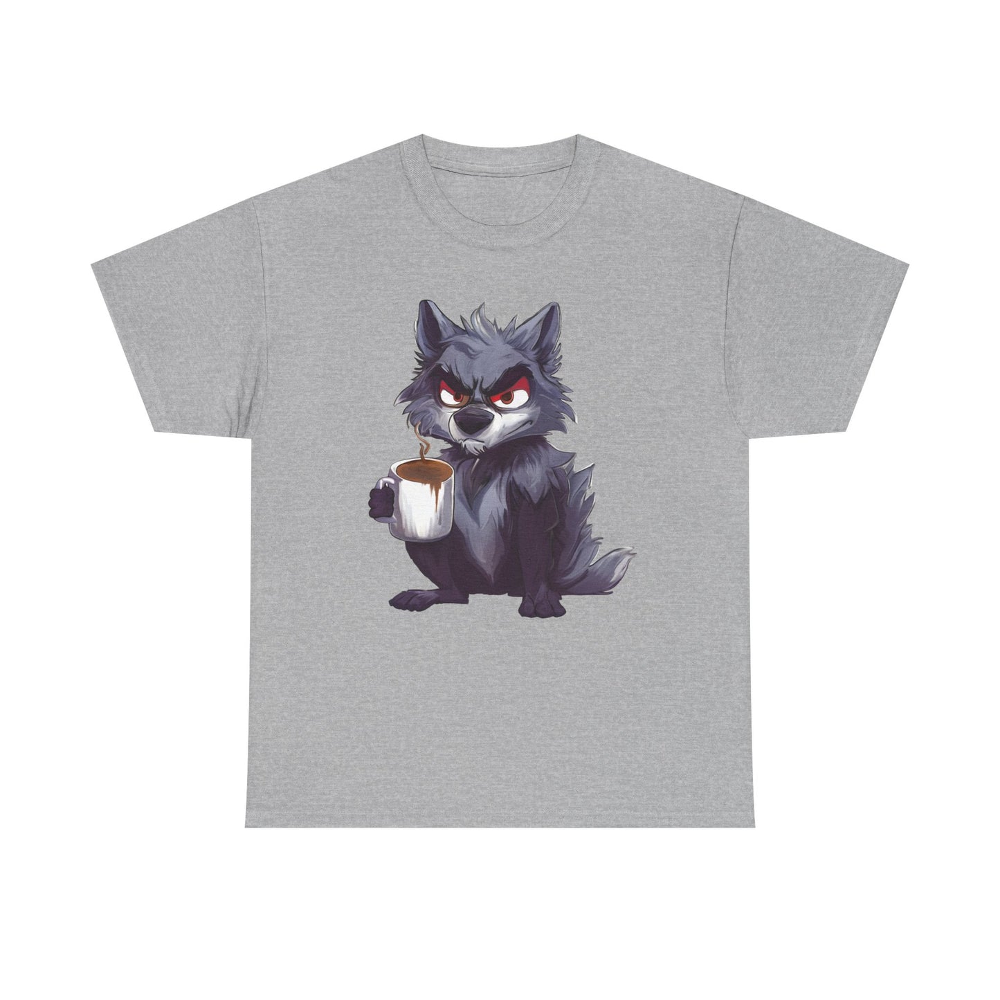 SCUFFY WOLF WITH COFFEE T-SHIRT
