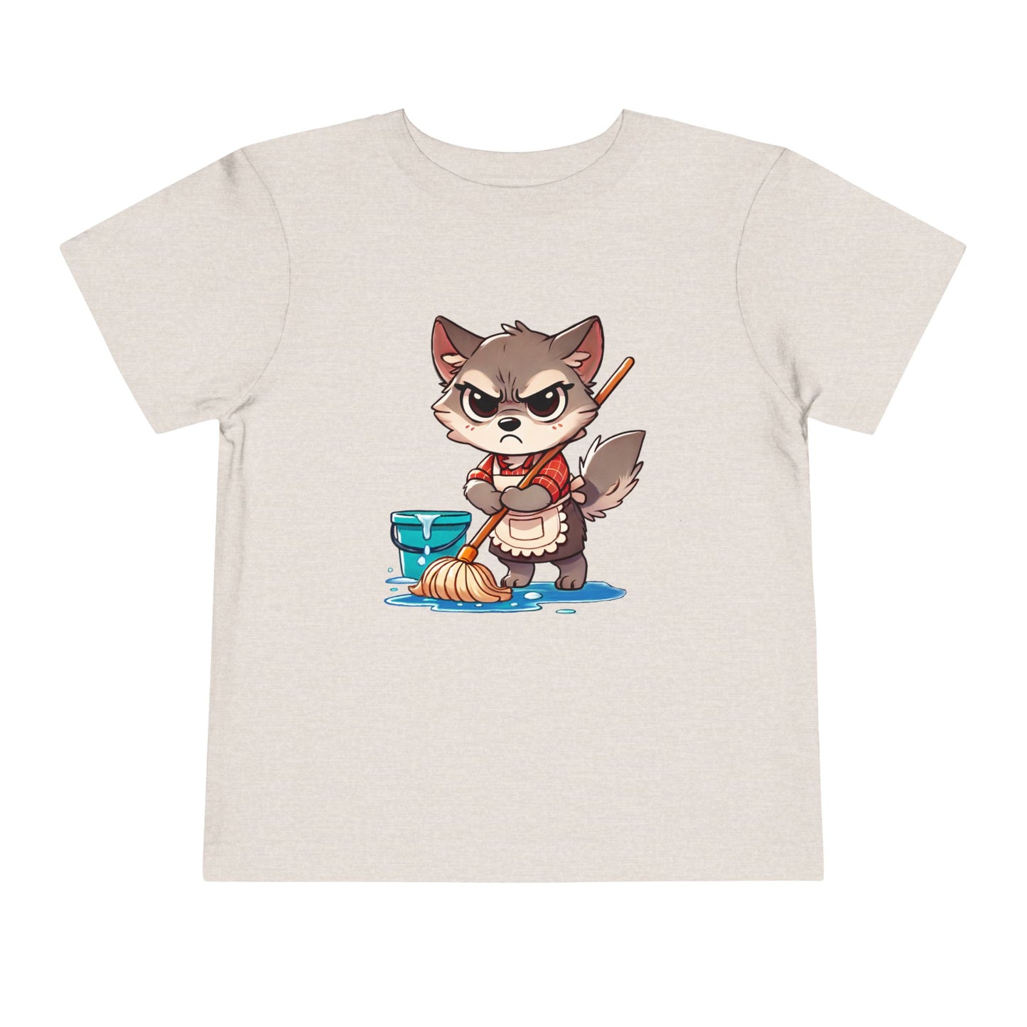Toddler Tee — Grumpy Wolf girl with mop