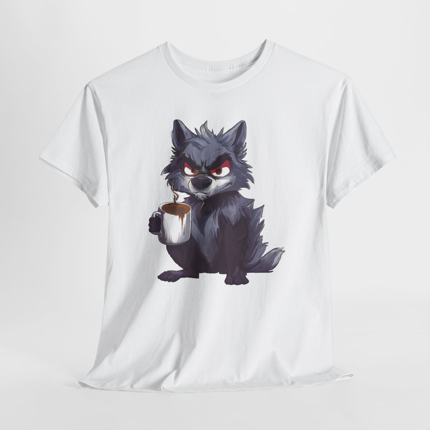 SCUFFY WOLF WITH COFFEE T-SHIRT