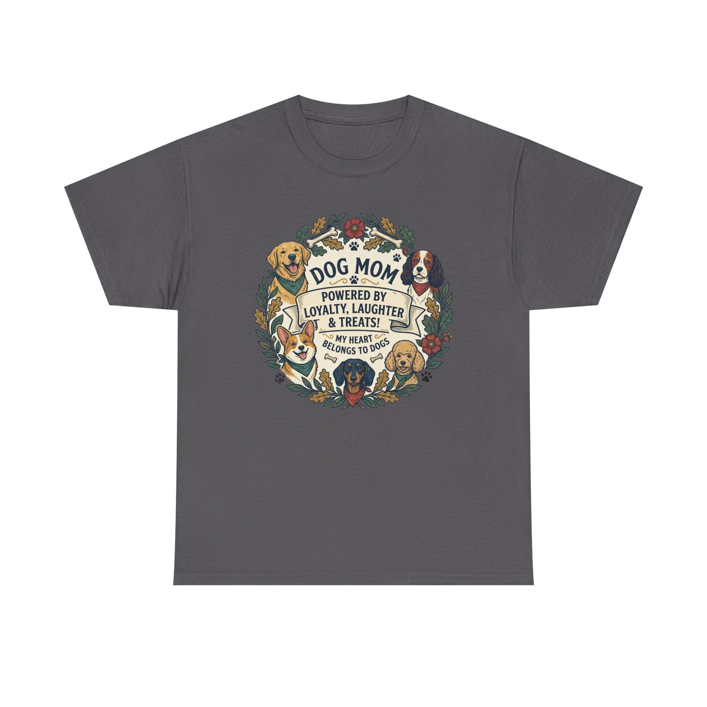 Dog Mom T-Shirt —  Floral Paw Print Tee