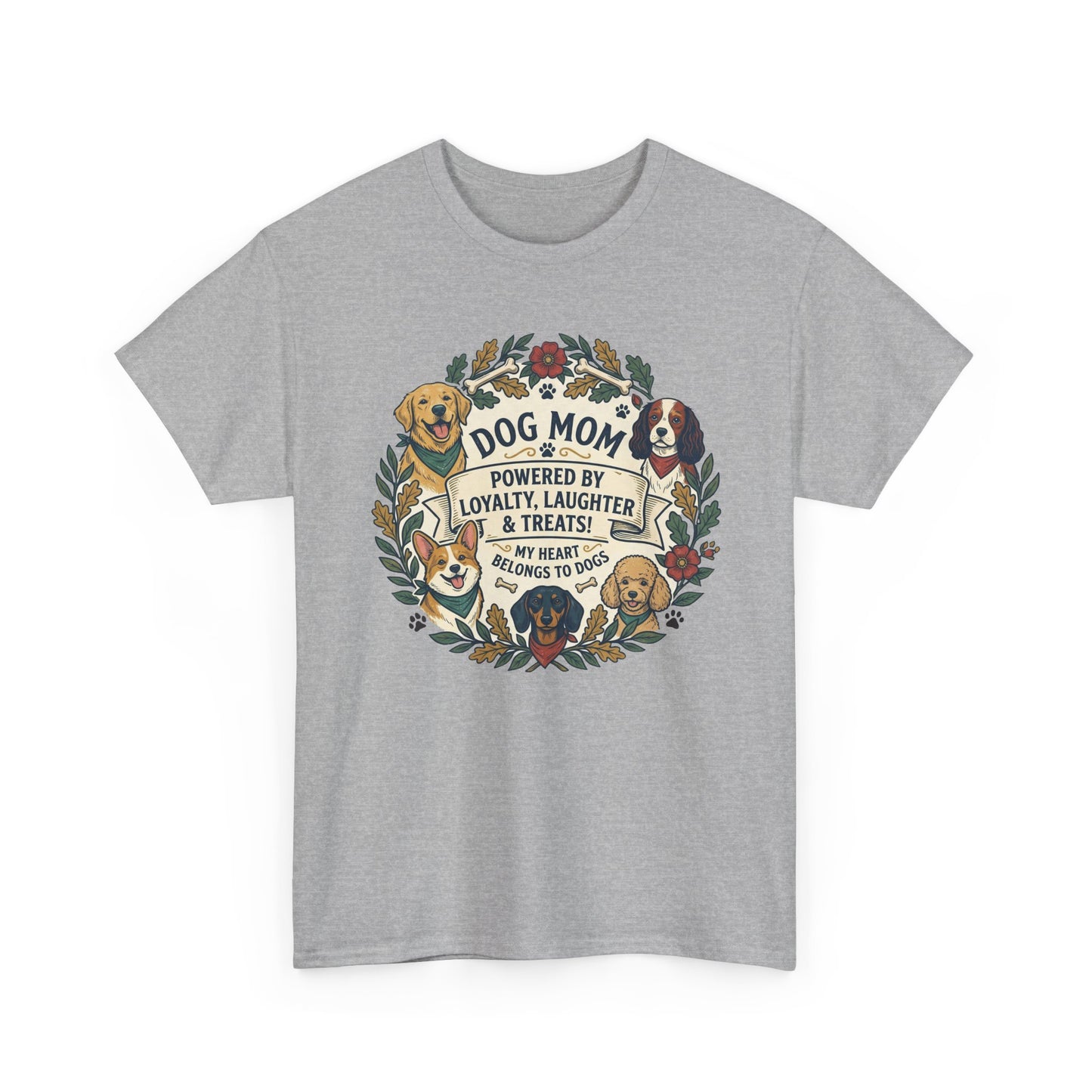 Dog Mom T-Shirt —  Floral Paw Print Tee
