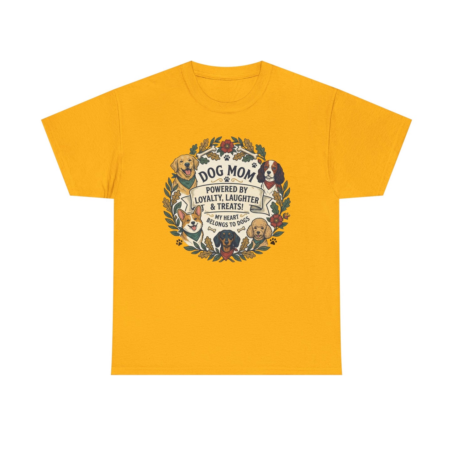 Dog Mom T-Shirt —  Floral Paw Print Tee