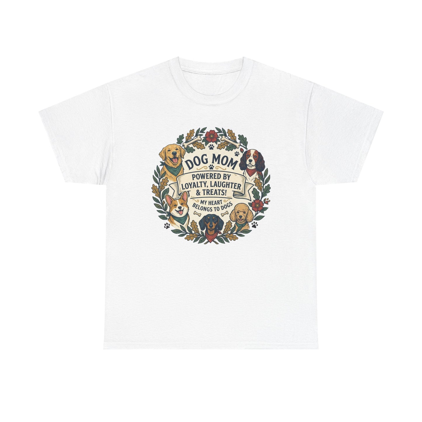 Dog Mom T-Shirt —  Floral Paw Print Tee
