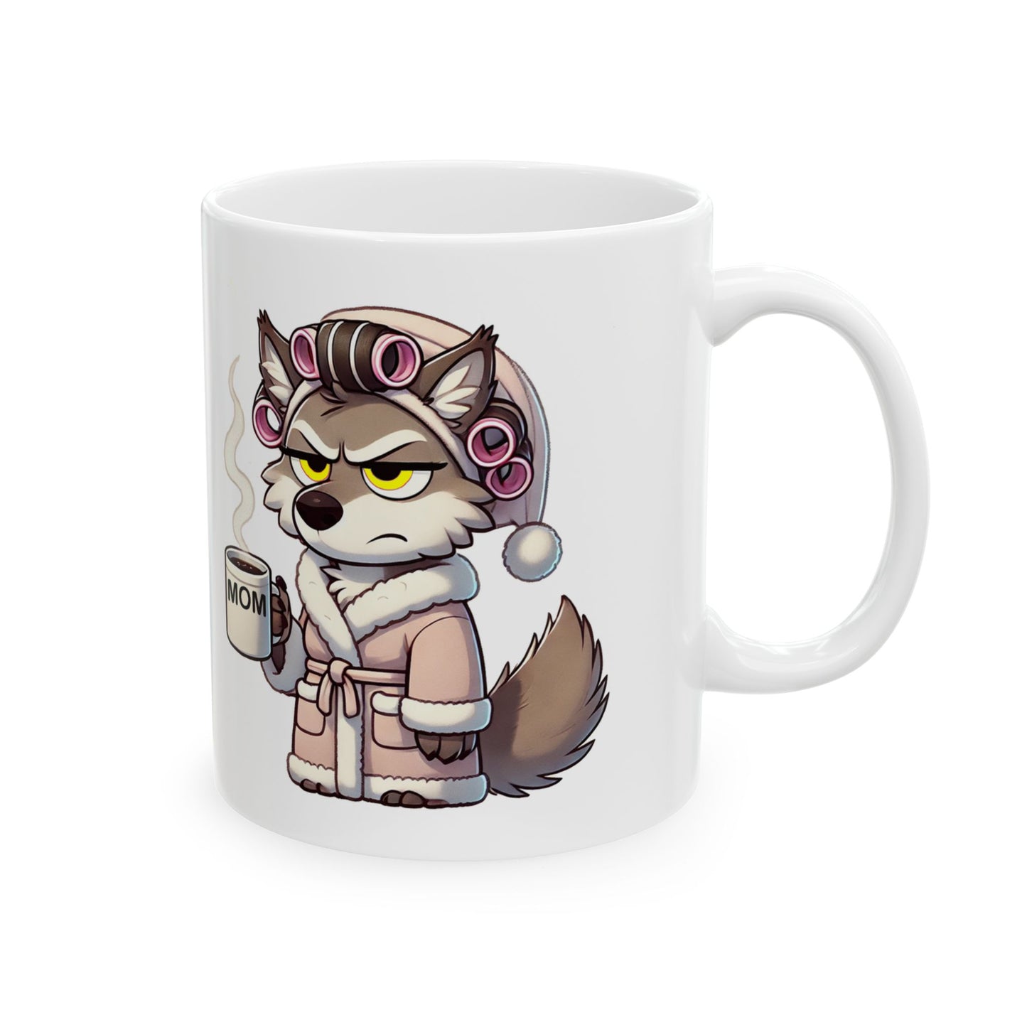CURLERS AND COFFEE YELLOW EYES MOM CUP- MUG