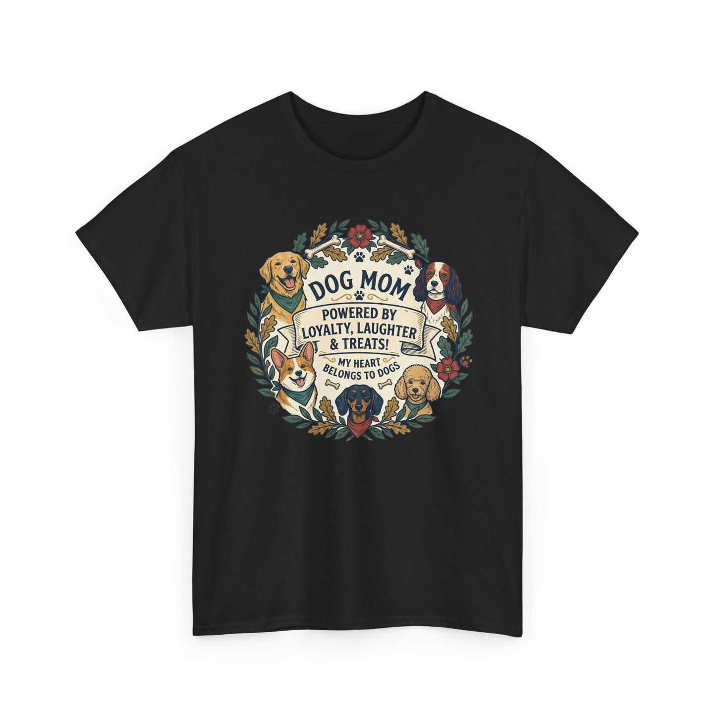 Dog Mom T-Shirt —  Floral Paw Print Tee