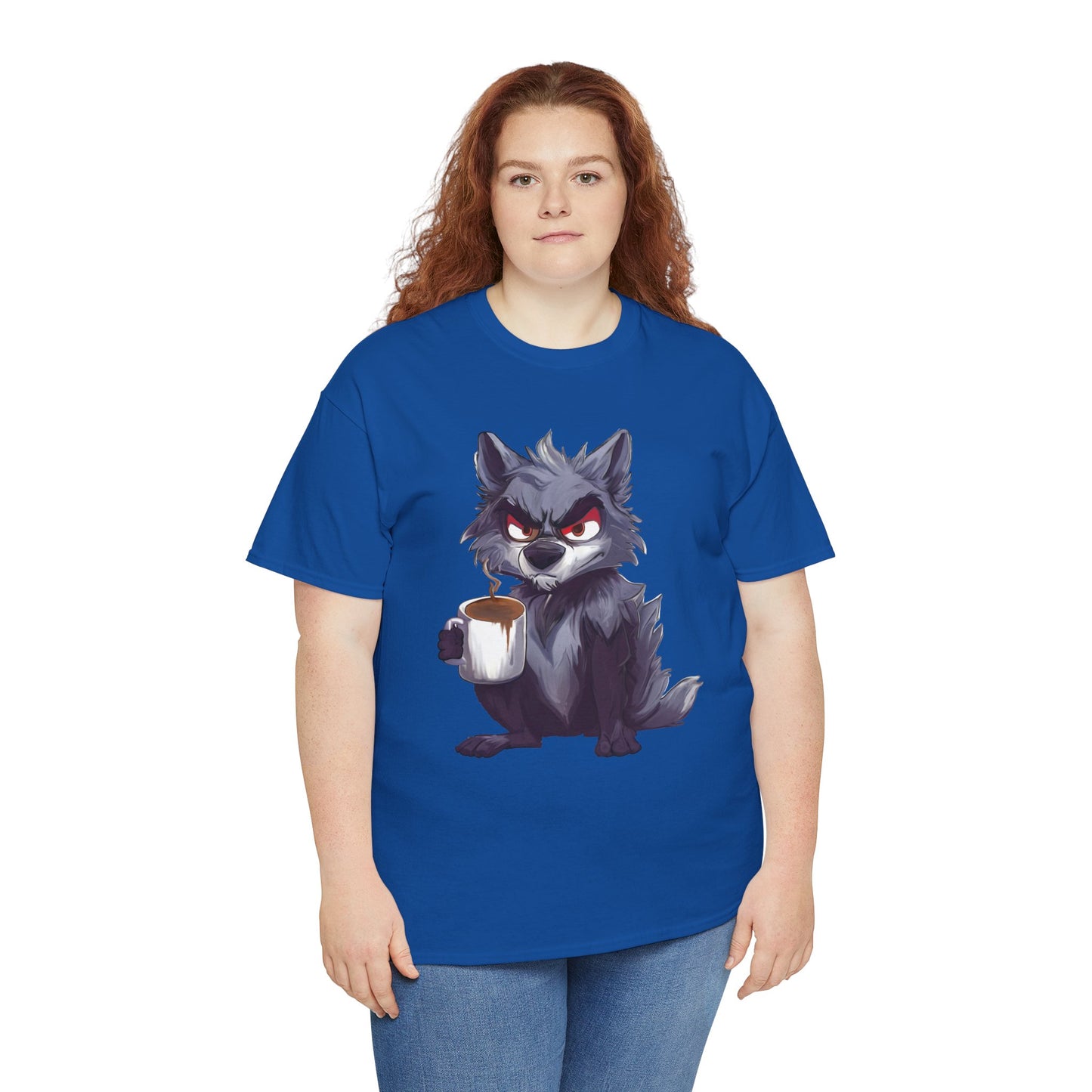SCUFFY WOLF WITH COFFEE T-SHIRT