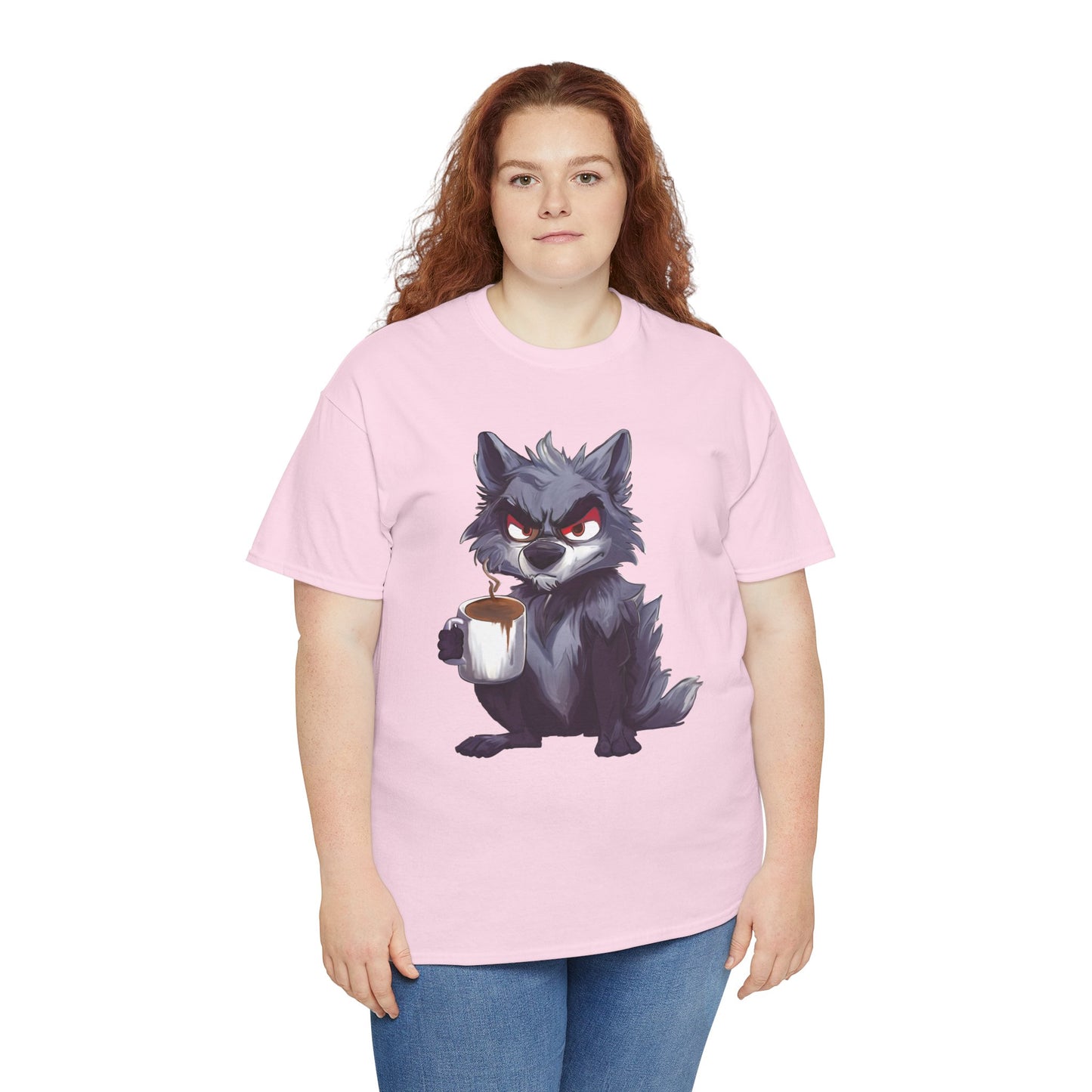 SCUFFY WOLF WITH COFFEE T-SHIRT