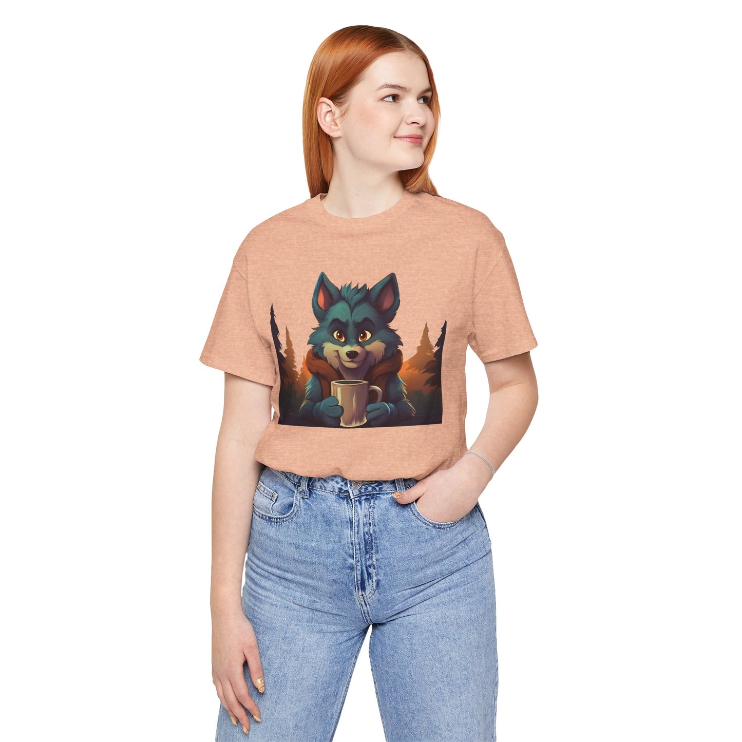 Happy Camper Wolf with coffee