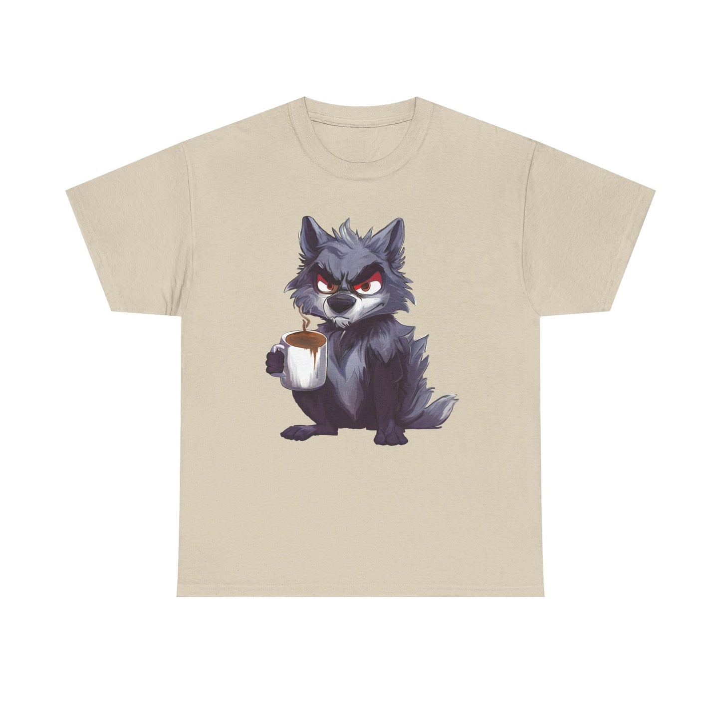 SCUFFY WOLF WITH COFFEE T-SHIRT