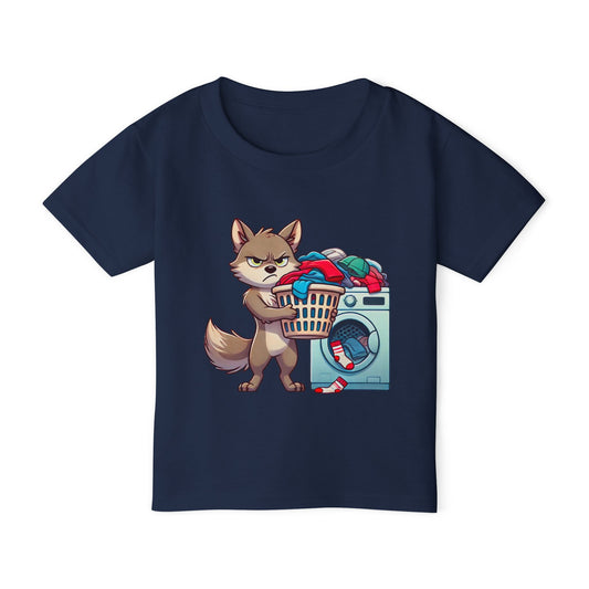 Toddler T-Shirt — Grumpy Wolf Kid Doing Laundry