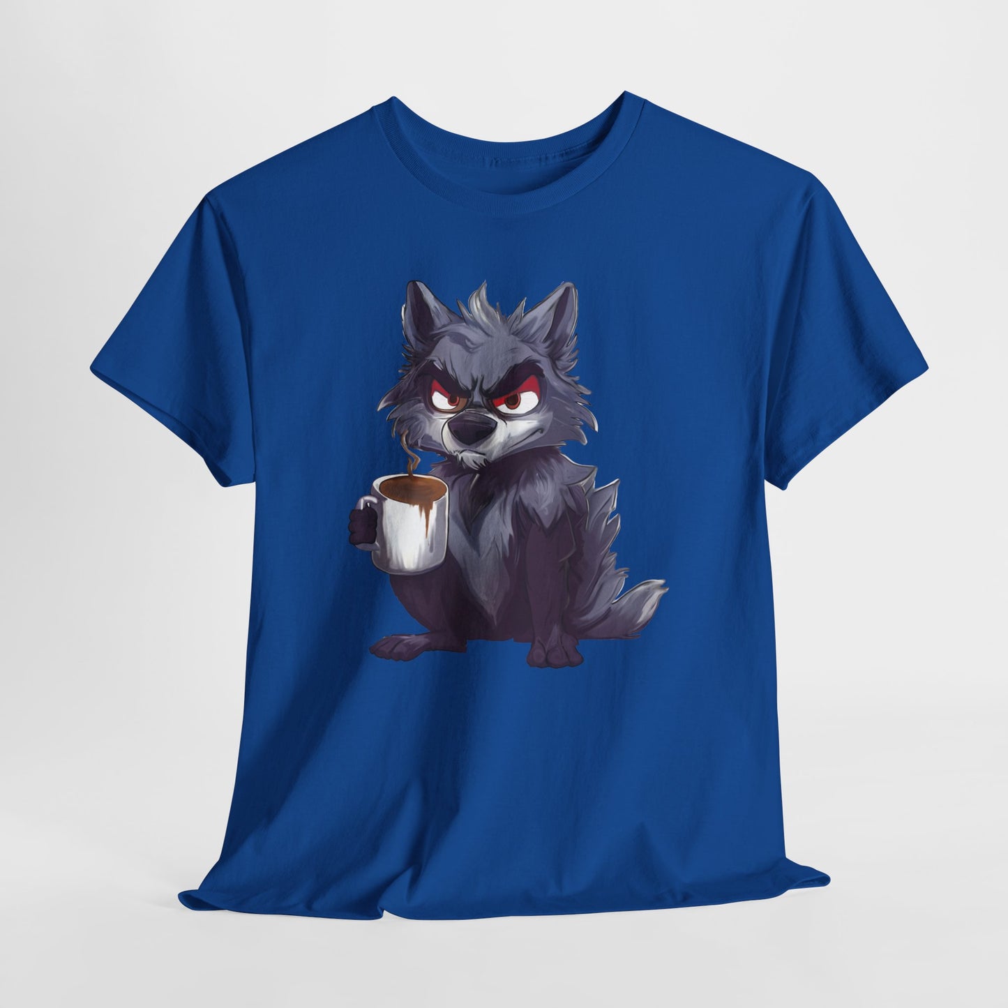 SCUFFY WOLF WITH COFFEE T-SHIRT