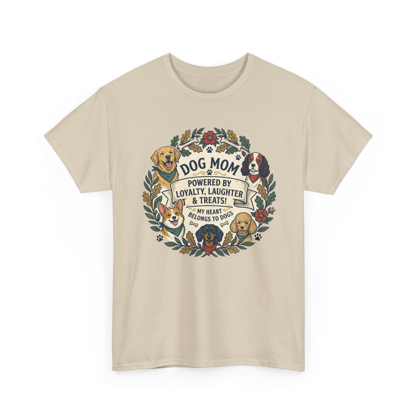 Dog Mom T-Shirt —  Floral Paw Print Tee