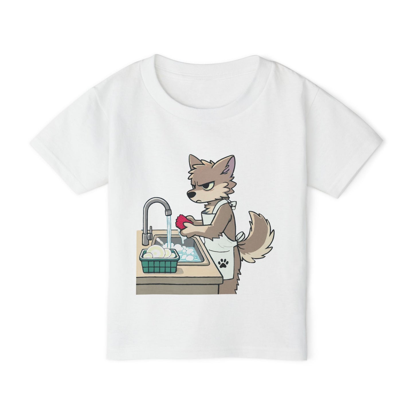 GRUMPY WOLF Washing Dishes - Toddler T-Shirt