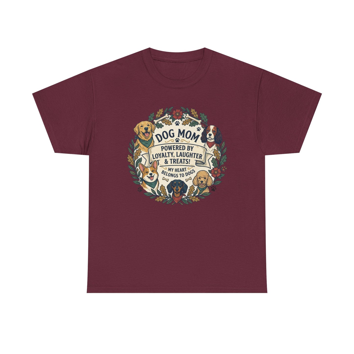 Dog Mom T-Shirt —  Floral Paw Print Tee