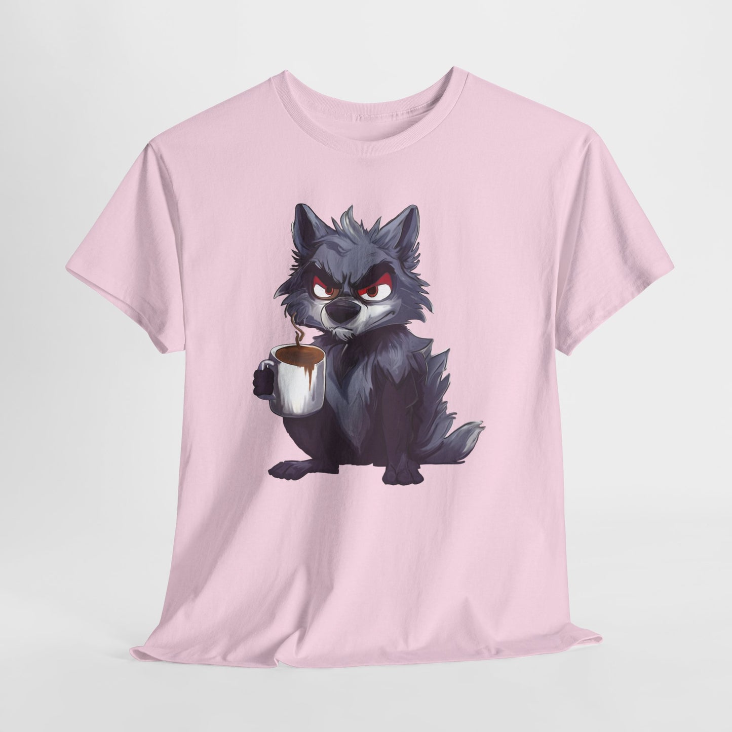 SCUFFY WOLF WITH COFFEE T-SHIRT