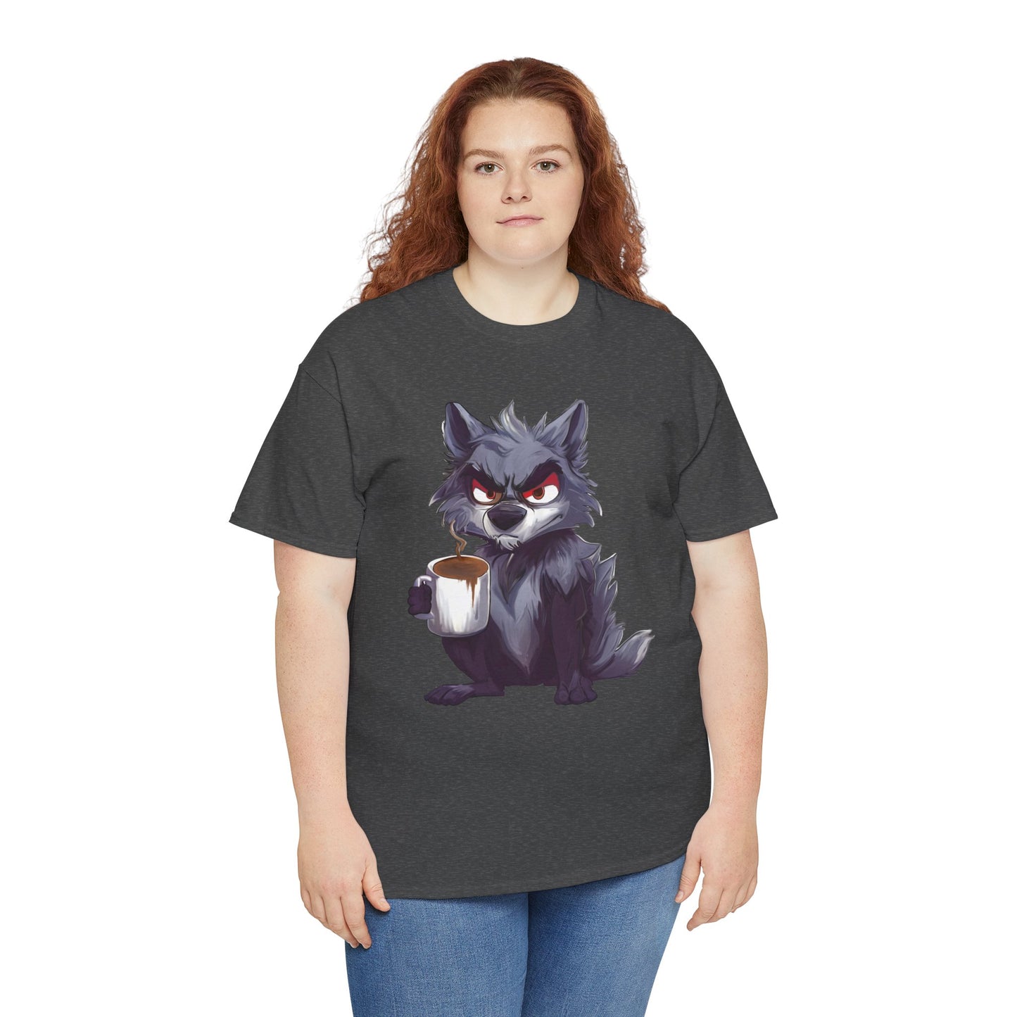 SCUFFY WOLF WITH COFFEE T-SHIRT