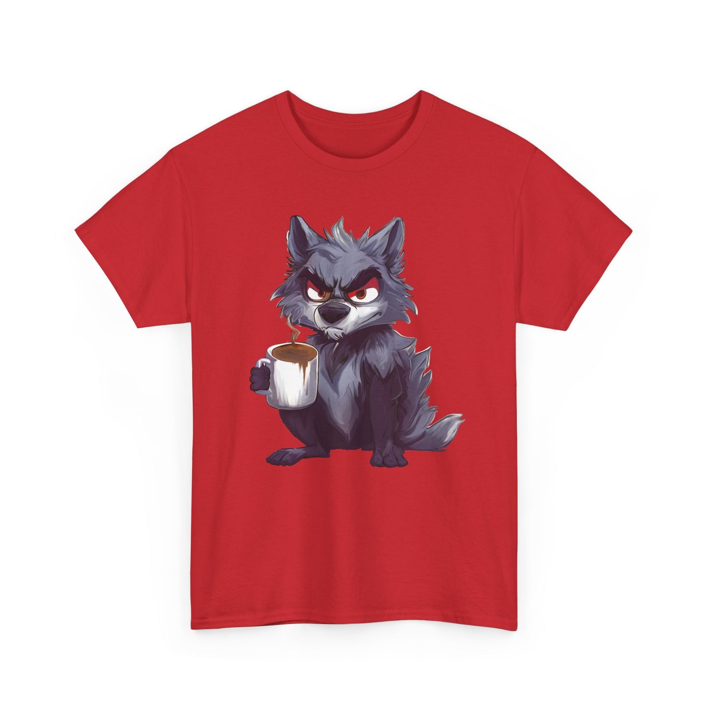 SCUFFY WOLF WITH COFFEE T-SHIRT