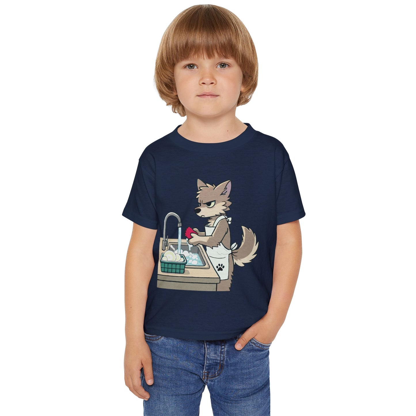 GRUMPY WOLF Washing Dishes - Toddler T-Shirt
