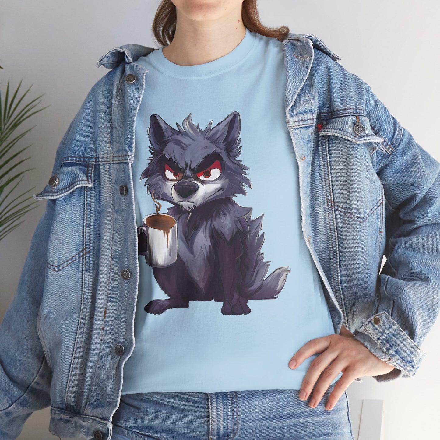 SCUFFY WOLF WITH COFFEE T-SHIRT