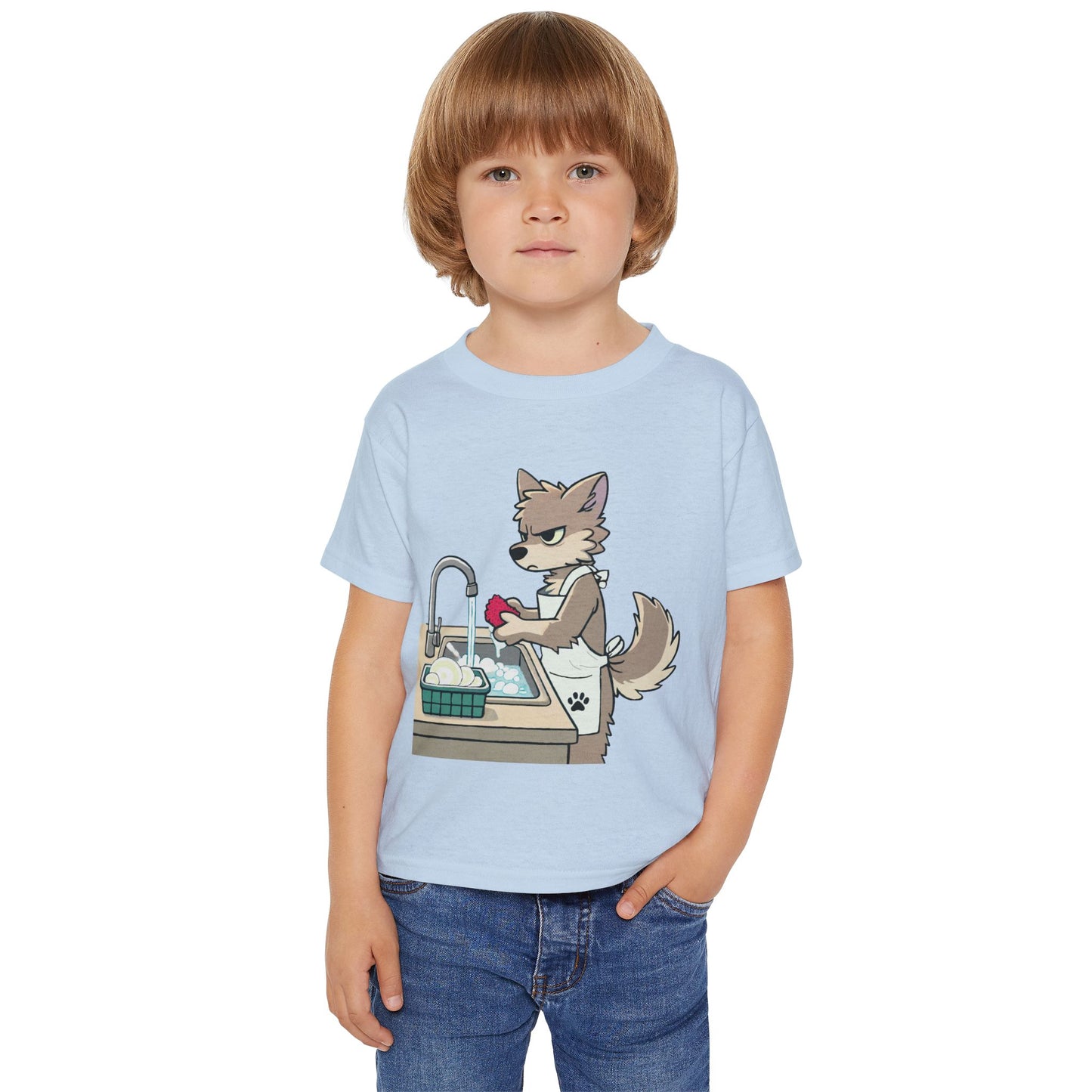 GRUMPY WOLF Washing Dishes - Toddler T-Shirt