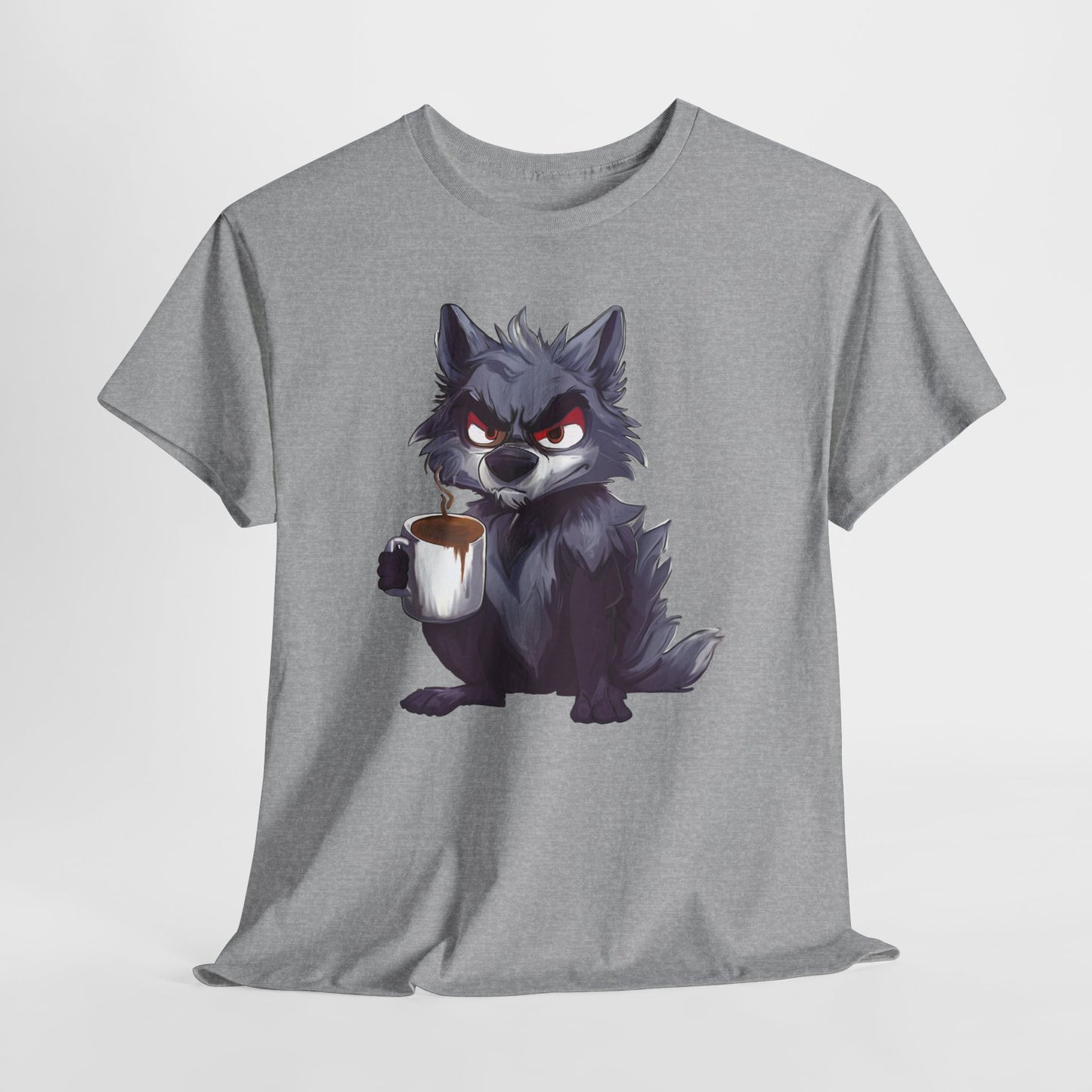 SCUFFY WOLF WITH COFFEE T-SHIRT