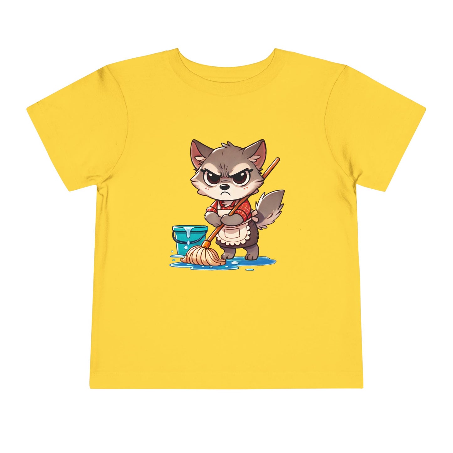 Toddler Tee — Grumpy Wolf girl with mop