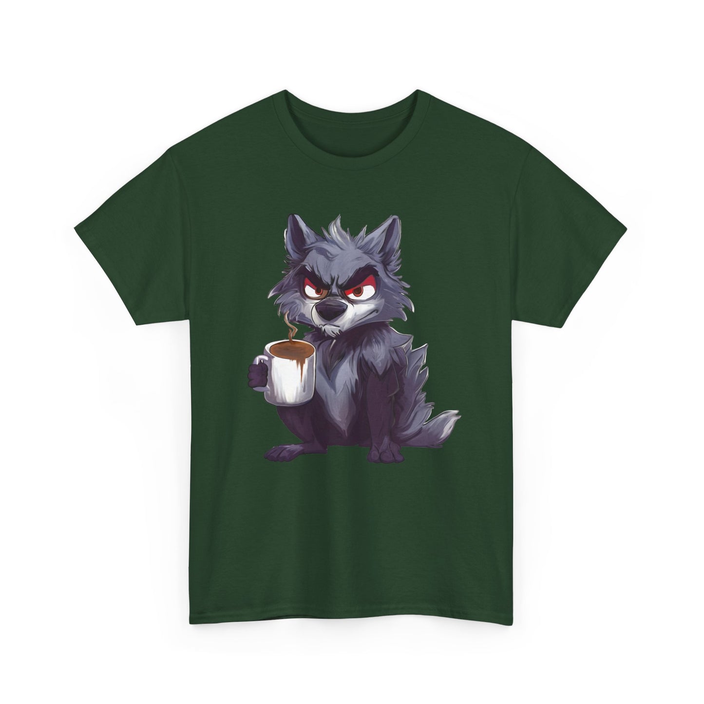 SCUFFY WOLF WITH COFFEE T-SHIRT